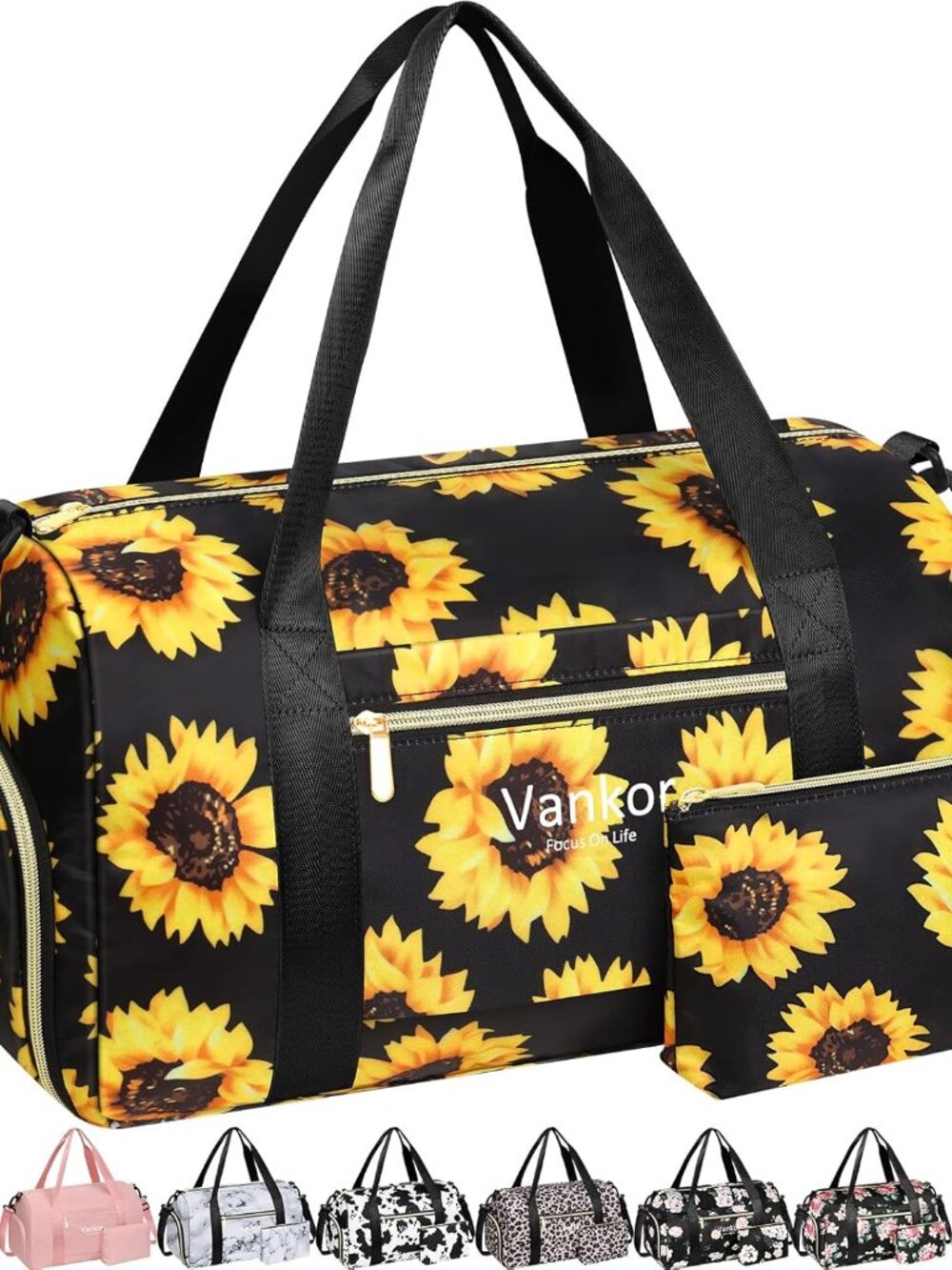 Gym Bag for Women with Shoe Compartment, Roomy Cute Gym Duffle Bag